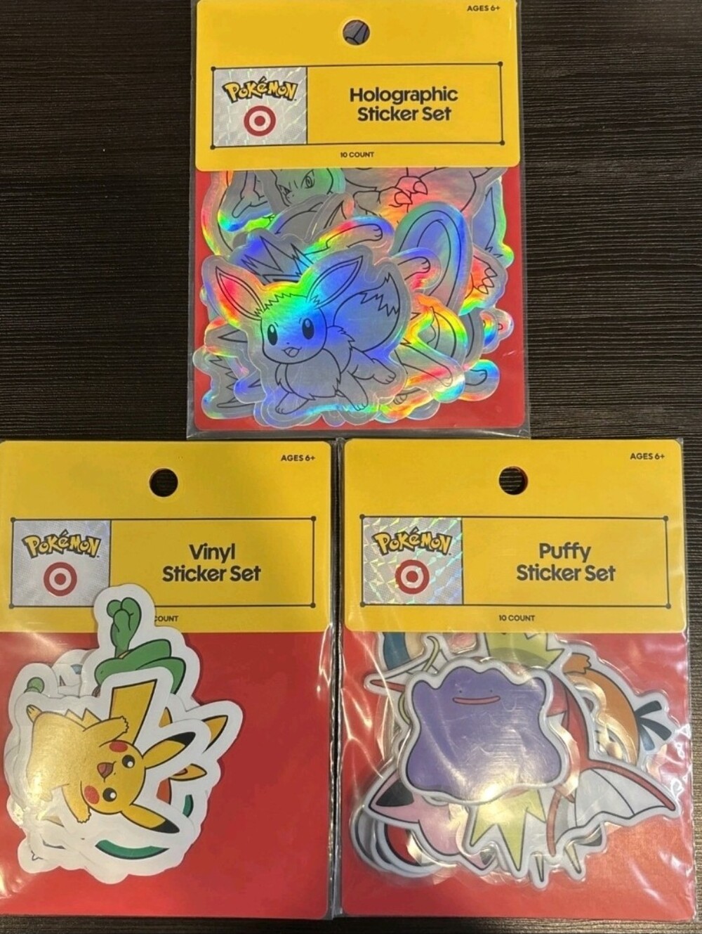 3 Pokémon x Target Exclusive Sticker Sets Holographic Puffy & Vinyl Pokémon